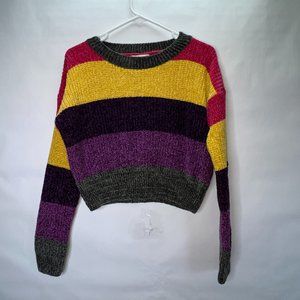 Luv Lane Colorblock Cropped Knit Sweater Size L